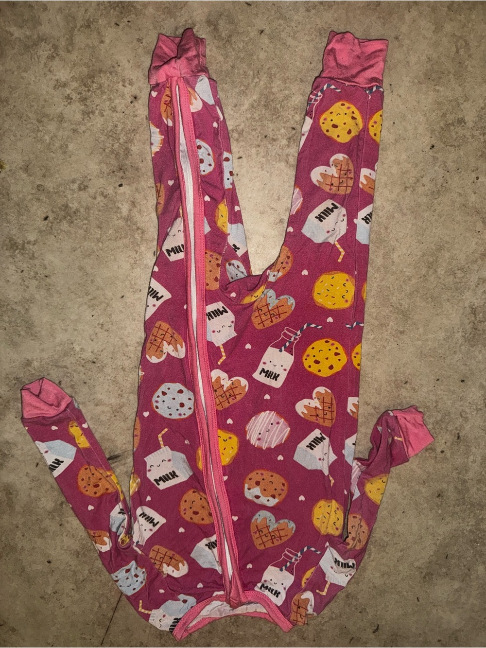Kids Pink Snack-Print Zip Front One-Piece Footie